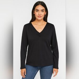 J.Jill NWT Black VNeck Long Sleeve Womens Top Size Large Whimsigoth Fairy Grunge